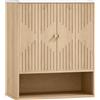 HOMCOM Armadietto Bagno a Parete con Ripiano Aperto e Ante Decorate, Piano Effetto Marmo, 60x18x70 cm, Rovere | Aosom Italy