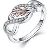 JO WISDOM Anelli Foglia Infinito Argento 925 AAA Zirconia Cubica Donna con placcatura in Oro Rosa e Oro Bianco Bicolore da Donna