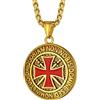 Richsteel Collana con Ciondolo Croce Templare Croce Rossa Elegante da Uomo Unisex Simbolo Cavalieri Templari Oro Gioielli Amuleto Regali per Coppie Genitori