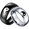 Aotiwe Anello Uomo Acciaio Inossidabile, Anello Di Metallo Argento Nero Yin E Yang Incisi Lucido D 15 & U 20