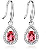 Uloveido Orecchini pendenti in argento Sterling 925 con granato rosso naturale taglio ovale, con pietra portafortuna per i nati FR027 (granato rosso)