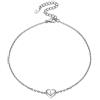 ChicSilver Cavigliera Donna in Argento Sterling 925, Ciondolo Cuore Lettera Iniziale Piccolo Delicato alla Moda, Catena Rolo Regolabile Sottile 22 + 5 CM, con Confezione - Argento L