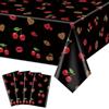 QUERICKY Set da 4 Tovaglie Rettangolari Ghepardo e Ciliegia con Labbra Rosse e Stampa Leopardata per Decorazioni di Compleanno per Ragazze e Donne, Feste di Matrimonio e Addio al Nubilato, 220x130cm