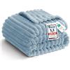 WAVVE Coperta Plaid Pile, Coperta Letto Singolo - Coperta di Flanella a Righe per Soggiorno, Letto, Coperta Divano Caldo Morbida, 130x150 cm, Nera