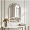 BEAUTYPEAK Specchio da parete con arco bianco, 76 x 51 cm, telaio in lega di alluminio infrangibile, può essere appeso o appeso alla parete, specchio da pavimento per camera da letto, bagno e WC