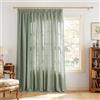 PONY DANCE Tenda Soggiorno Effetto Lino Semitrasparenti 1 Pezzo L 300 x A 245 CM Tenda Camera da Letto con Fettuccia per Interni Curtain Cameretta Bambini, Verde Salvia