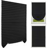 NUTKIT 90cm x 180cm Tenda Plissettata Senza Foratura, Tende Oscuranti Adesive, in Tessuto non Tessuto, Veneziane da Interno, per l'uso, Protezione Solare, Parti per Il Montaggio Incluse - Nero
