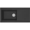 Respekta Denver Lavello in Mineralite nero/Lavello da incasso a 1 vasca da 100 x 50 cm/Lavello adatto a mobili sottolavello a partire da 60 cm di larghezza / DENVER100X501BS