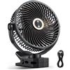VEVOR Ventilatore Portatile a Clip, Ventilatore da Tavolo con Clip, Ricaricabile con Porta USB e Luce, 3 Velocità e Modalità di Circolazione, Flusso d'Aria Potente, Morsetto Robusto, per Campeggio