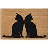 Relaxdays Zerbino con Romantici Gatti, Fibra di Cocco, Zona Interna ed Esterna, LP 40x60 cm, Antiscivolo, Naturale/Nero
