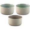 H&H Set 6 Ciotole in Porcellana Yoko 14 cm - Colori Assortiti Verde, Azzurro e Tortora - Design Minimal - Ciotole per Insalate, Zuppe e Cereali - Adatte anche alla Ristorazione