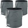 Relaxdays Sacchi da Giardinaggio, Set da 3, Fogliame e Rifiuti, Sistema Pop Up, 85 l, Impermeabile, HD 47x46 cm, Grigio, Poliestere