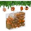 Relaxdays Palline di Natale, Set 100 Addobbi Natalizi, Palle Opache, Lucide, Glitter, 10 Design, Plastica, Arancione