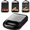 Steinborg Sandwich maker 3 in 1 XXL, 3 piastre intercambiabili, 1200 Watt, griglia a contatto, 4 sandwich maker | Multigrill | Waffle Eisenl | Griglia elettrica | Piastra per waffle, Siler/Nero