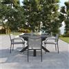 Parama Set da esterno grigio con tavolo ovale allungabile 145/199x75cm e 4 sedie in alluminio e textilene con braccioli tondi | Juma