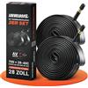LOEVELOSI 2 tubi flessibili per bicicletta, 28 pollici, con valvola auto nera, 40 mm, valvola AV Schrader, ETRTO 28/40-622, set da 2 tubi 700 × 28 - 40 C Trekking City Bike eBike MTB