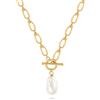 KOOUNUATA Collana con Pendente in Perla Barocca 18K Dorata Elegante e Chunky per Donne con Chiusura a Morsetto Collana Fatta a Mano Gioiello da Sovrapporre