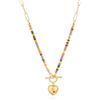 KOOUNUATA Collana con Ciondolo a Cuore Puffy in Oro 18K Perline Colorate in Argilla Lava Boho su Collana a Catena Paperclip Gioielli Fatti a Mano per Donne Perfetta per Sovrapposizione