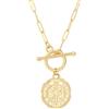 KOOUNUATA Collana con Medaglione Pendente in Oro 18K Medaglia a Moneta con Croce Gioiello Minimalista di Protezione contro il Male Religioso Cattolico per Donne