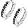 IMINI Orecchini a Cerchio Piccoli In Argento Sterling 925 Con Zirconia Cubica, Piccoli Orecchini a Cerchio Per Donne e Ragazze Con Diamante Nero Rotondo Cz Huggie Hoops 8 Mm