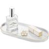 Luxspire Vassoio in Caeramica, Vassoio Ovale Portaoggetti per Bagno, Vassoio Decorativo Organizer per Tessuti Candele, Vassoio da Bagno per Sapone Shampoo Profumi Asciugamano Pianta, Marmo Bianco