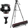 Manfrotto 500X Video Kit, Testa Fluida e Treppiede a Doppio Tubo in Alluminio, Portata 5 Kg, Base Piatta, Spreader Intermedio, Piastra Rapida, Verticale/orizzontale, Borsa Inclusa