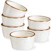 ONEMORE Ramekins 6 once in ceramica resistenti al forno, piatti per soufflé con bordo marrone, tazze da forno screziate per budino crème brûlée, budino alla vaniglia, gelato, tagliere di salumi. Set