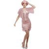 SMIFFYS Deluxe 20s Vintage Pink Flapper Costume Deluxe - Costume vintage anni '20, colore: Rosa Donna