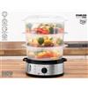 alpina Vaporetto elettrico 800W - Vaporetto a 3 strati Baby BPA Free - Lavabile in lavastoviglie - Pronto all'uso in 0-60 minuti - Capacità 9 litri - Plastica/RVS - Grigio