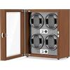 Olvy Caricatore per 4 orologi, illuminazione a LED, Watchwinder Box in legno, motore Mabuchi estremamente silenzioso, cuscino flessibile per orologi