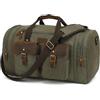 Imyth Borsone da viaggio in vera pelle, grande capacità, 60 l, stile classico, retrò, espandibile, per weekend e pernottamento, bagaglio a mano per aerei (verde militare), Verde militare, Stile retrò