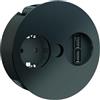 BACHMANN Presa da incasso Twist 1 presa con 2 x USB A 2 m cavo presa da tavolo per cucina e ufficio, colore nero 931.131 (solo 40 mm profondità di montaggio e scarico dell'acqua integrato)