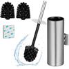Relaxdays Scopino Bagno WC, Portascopino da Parete, Spazzola con Contenitore, Acciaio e Plastica, Set Toilette, Argento, 36,5 x 9 x 11 cm