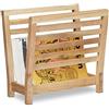 Relaxdays Portariviste da Terra in Legno di Noce, Porta Giornali Moderno, HxLxP: 38,5x26,5x40 cm, Salvaspazio, Naturale