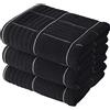 Anyi Strofinacci da cucina resistenti, assorbenti, con passante per appenderlo, 100% cotone, strofinacci da bar (40,6 x 66 cm, set da 3) (nero)