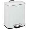 Relaxdays Pattumiera Bagno a Pedale 5 L, Cesto Secchio Interno Rimovibile e Coperchio Ammortizzato, Ferro Opaco, Bianco