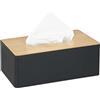 Relaxdays Contenitore per Fazzoletti, Salviettine Igieniche, Bagno e Cucina, 10x26x14 cm, Plastica, Nero e Marrone