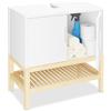 Relaxdays Mobiletto Sottolavabo, Armadietto per Lavandino, Mobile Bagno, HLP 60,5x60x33 cm, bambù e MDF, Bianco Naturale