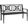 Outsunny Panchina da Giardino in Acciaio a 2 Posti con Schienale Alto e Braccioli, 128x62.5x81.5 cm, Nero|Aosom