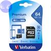 VERBATIM microSD 64GB VERBATIM SDXC c10 UHS-I\U1 V10 con adattatore 90R\10W - 600x - 44084