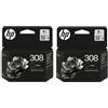 HP 308 Original-Tintenpatronen (7FP21UE), Schwarz, 2 Stück