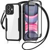 FERLAN Cover per iPhone 11 con Cordino, 360 Gradi Antiurto Custodia con Protezione Schermo Integrata Trasparente Rugged TPU Bumper Doppia Protettiva Cover per iPhone 11 -Nero