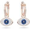 Swarovski Orecchini a cerchio Symbolica, Evil eye, Blu, Placcato color oro rosa
