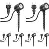 ledscom.de 6 piccoli faretti LED da giardino con picchetto TARL per esterni, IP65, con spina, neri, 4,3 W, 340 lm, bianco caldo