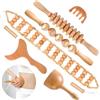 Yuehuamech Set di strumenti per massaggi in legno 6 in 1 professionale completo per maderoterapia rullo massaggiatore Gua Sha Set Kit rullo fascia strumenti per scolpire il corpo per modellare il corpo sollievo