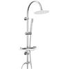Görbach Colonna Doccia Acciaio Inox senza Miscelatore, Colonna Doccia idromassaggio con Asta Doccia Regolabili e Mensola, Set Doccia a Pioggia con Soffione 20 cm Cromo