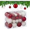 Relaxdays Palline di Natale, 50 Palle Albero, Addobbi Natalizi, Opache, Lucide e Glitter, ∅ 3, 4 e 6 cm, Bianco Rosso
