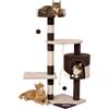 Bakaji Albero Tiragraffi per Gatti in Sisal e Peluche Parco Giochi Gatto con Cuccia Pali Graffiatoio e 3 Piattaforme Dimensioni 112 x 67 x 55 cm (Crema e Marrone)