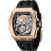 TSAR BOMBA Orologio Automatico da Uomo - Orologi Scheletro Tonneau di Lusso - Vetro Zaffiro con Movimento Giapponese - Impermeabile 50M - Luminoso TB8208
