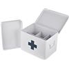 Relaxdays Cassettiera medicinali 4 Scomparti con Inserto Estraibile, Pronto Soccorso, Metallo, 21x28x20,5 cm, Bianco